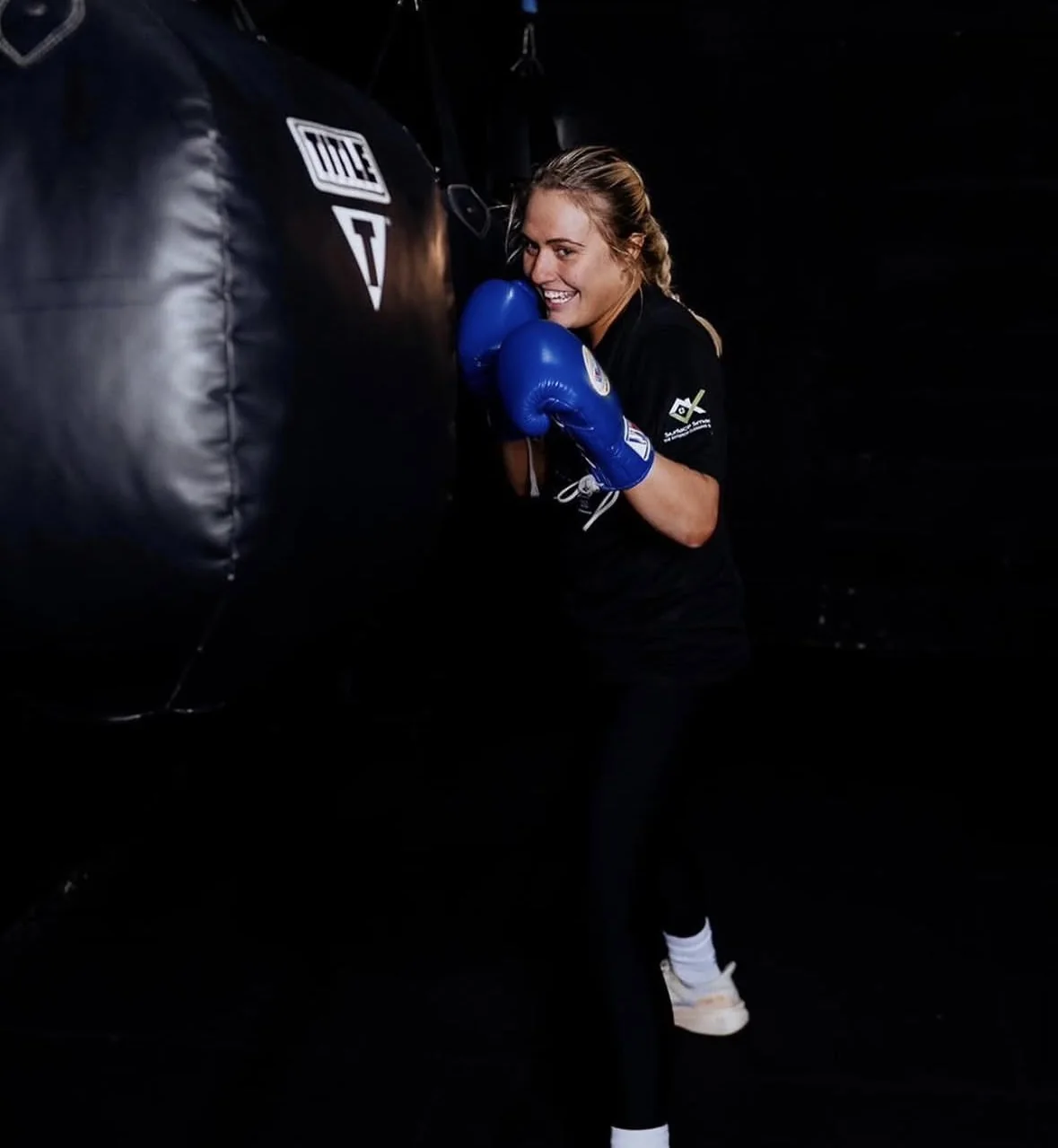 Gemma training on the heavy bag